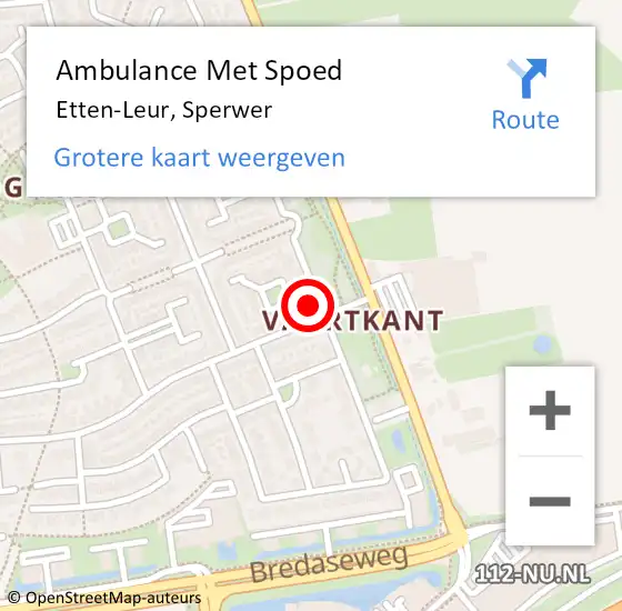 Locatie op kaart van de 112 melding: Ambulance Met Spoed Naar Etten-Leur, Sperwer op 17 juli 2016 01:03