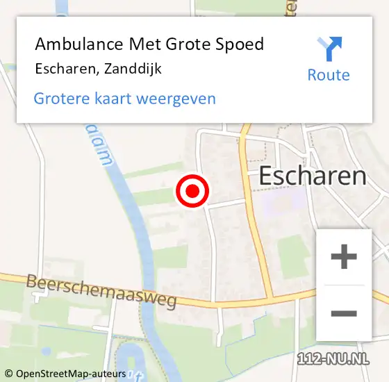 Locatie op kaart van de 112 melding: Ambulance Met Grote Spoed Naar Escharen, Zanddijk op 17 juli 2016 05:29