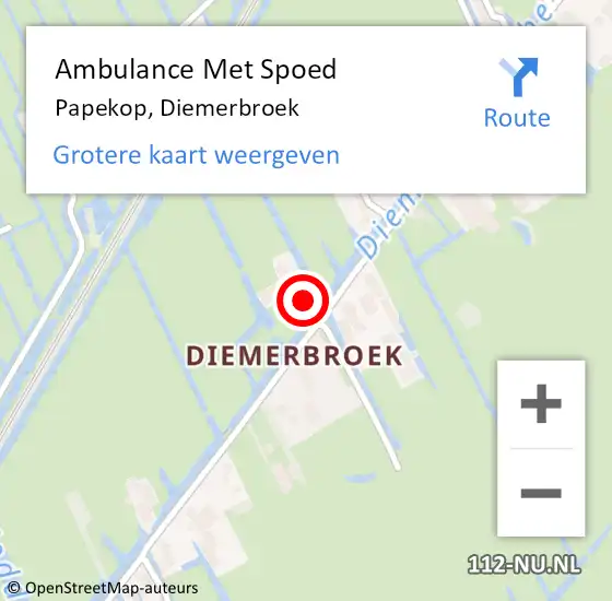 Locatie op kaart van de 112 melding: Ambulance Met Spoed Naar Papekop, Diemerbroek op 17 juli 2016 09:03