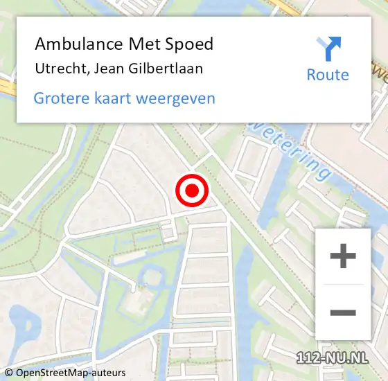 Locatie op kaart van de 112 melding: Ambulance Met Spoed Naar Utrecht, Jean Gilbertlaan op 17 juli 2016 09:19