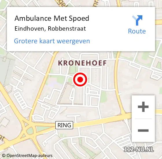 Locatie op kaart van de 112 melding: Ambulance Met Spoed Naar Eindhoven, Robbenstraat op 17 juli 2016 10:24