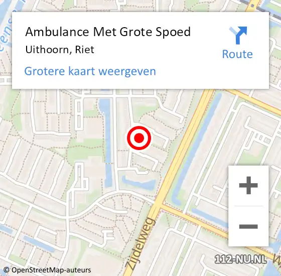 Locatie op kaart van de 112 melding: Ambulance Met Grote Spoed Naar Uithoorn, Riet op 17 juli 2016 10:26