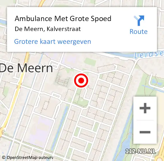 Locatie op kaart van de 112 melding: Ambulance Met Grote Spoed Naar De Meern, Kalverstraat op 17 juli 2016 10:56