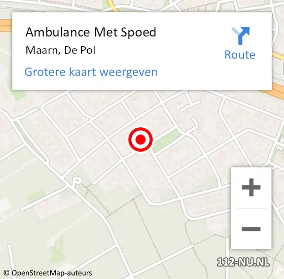 Locatie op kaart van de 112 melding: Ambulance Met Spoed Naar Maarn, De Pol op 17 juli 2016 10:59