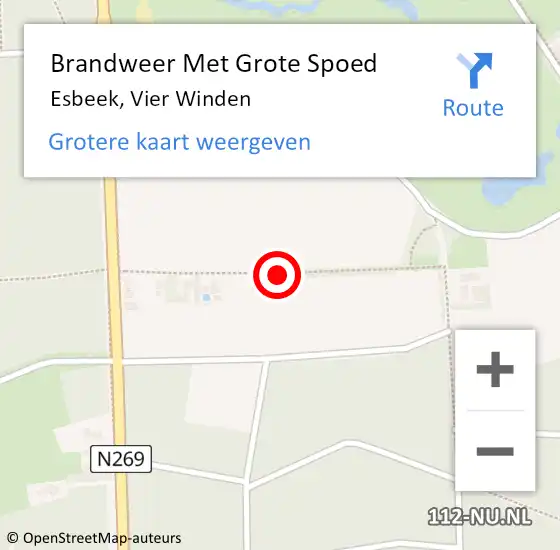 Locatie op kaart van de 112 melding: Brandweer Met Grote Spoed Naar Esbeek, Vier Winden op 17 juli 2016 10:59