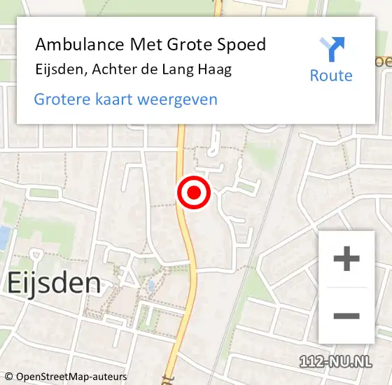 Locatie op kaart van de 112 melding: Ambulance Met Grote Spoed Naar Eijsden, Achter de Lang Haag op 21 december 2013 13:08