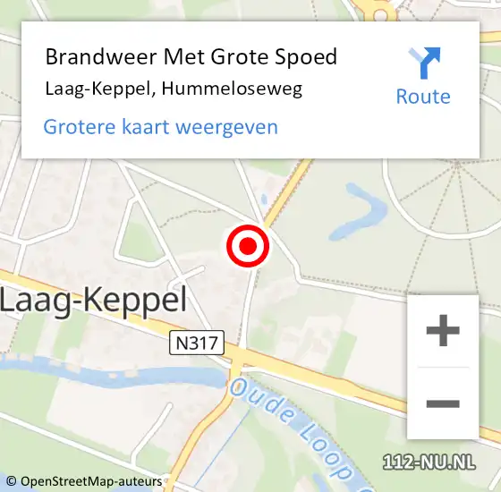 Locatie op kaart van de 112 melding: Brandweer Met Grote Spoed Naar Laag-Keppel, Hummeloseweg op 17 juli 2016 11:11