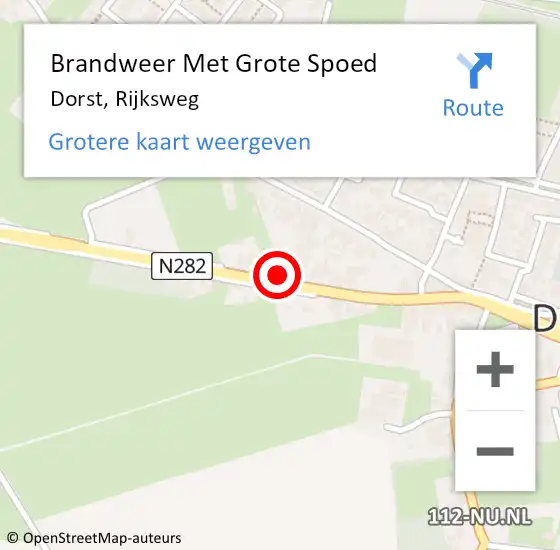 Locatie op kaart van de 112 melding: Brandweer Met Grote Spoed Naar Dorst, Rijksweg op 17 juli 2016 11:29