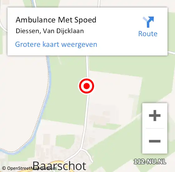 Locatie op kaart van de 112 melding: Ambulance Met Spoed Naar Diessen, Van Dijcklaan op 17 juli 2016 11:35