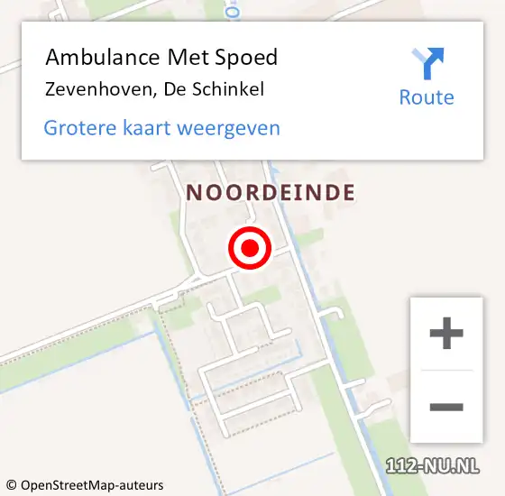 Locatie op kaart van de 112 melding: Ambulance Met Spoed Naar Zevenhoven, De Schinkel op 17 juli 2016 12:01