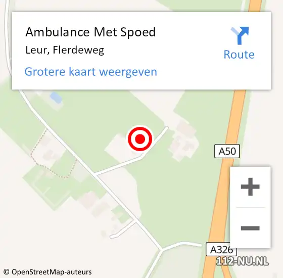 Locatie op kaart van de 112 melding: Ambulance Met Spoed Naar Leur, Flerdeweg op 17 juli 2016 12:27