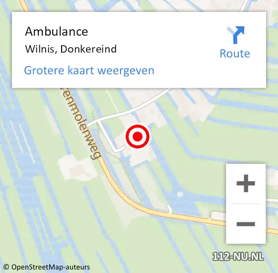 Locatie op kaart van de 112 melding: Ambulance Wilnis, Donkereind op 17 juli 2016 12:44