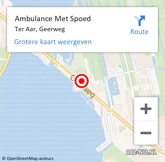 Locatie op kaart van de 112 melding: Ambulance Met Spoed Naar Ter Aar, Geerweg op 17 juli 2016 12:58