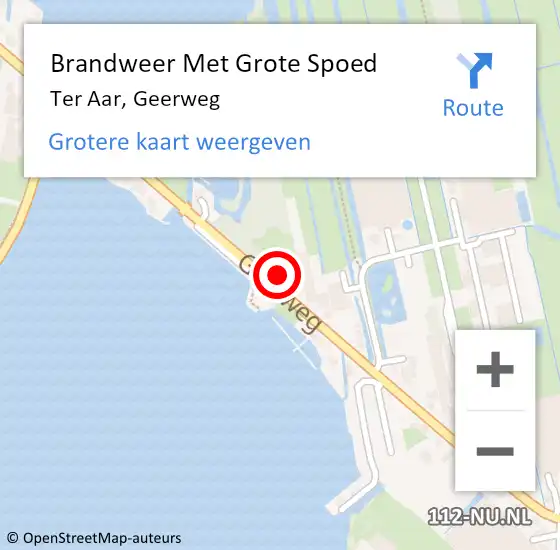 Locatie op kaart van de 112 melding: Brandweer Met Grote Spoed Naar Ter Aar, Geerweg op 17 juli 2016 13:00