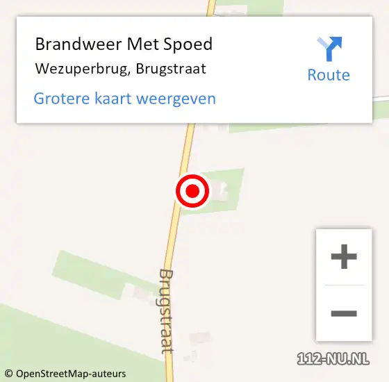 Locatie op kaart van de 112 melding: Brandweer Met Spoed Naar Wezuperbrug, Brugstraat op 17 juli 2016 14:49