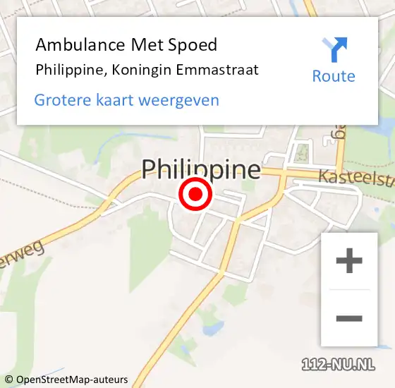 Locatie op kaart van de 112 melding: Ambulance Met Spoed Naar Philippine, Koningin Emmastraat op 17 juli 2016 15:18