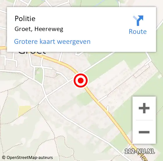 Locatie op kaart van de 112 melding: Politie Groet, Heereweg op 17 juli 2016 15:33