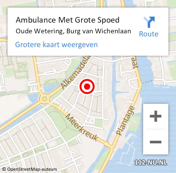 Locatie op kaart van de 112 melding: Ambulance Met Grote Spoed Naar Oude Wetering, Burg van Wichenlaan op 17 juli 2016 15:48