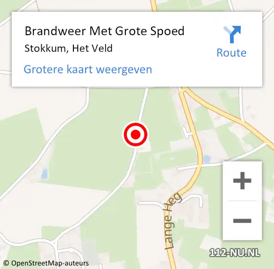 Locatie op kaart van de 112 melding: Brandweer Met Grote Spoed Naar Stokkum, Het Veld op 17 juli 2016 16:01