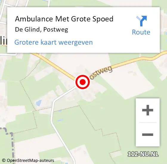 Locatie op kaart van de 112 melding: Ambulance Met Grote Spoed Naar De Glind, Postweg op 17 juli 2016 17:13