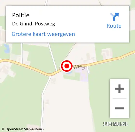 Locatie op kaart van de 112 melding: Politie De Glind, Postweg op 17 juli 2016 17:14