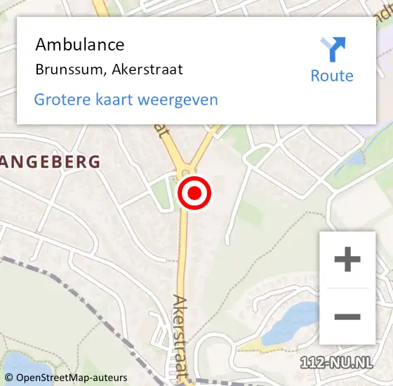 Locatie op kaart van de 112 melding: Ambulance Brunssum, Akerstraat op 17 juli 2016 18:59