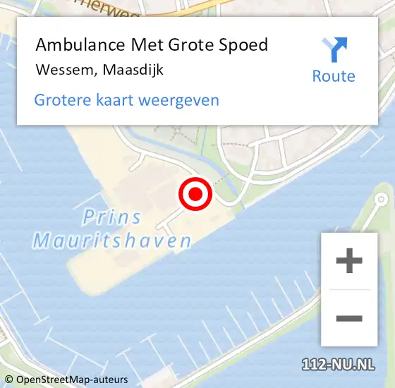 Locatie op kaart van de 112 melding: Ambulance Met Grote Spoed Naar Wessem, Maasdijk op 21 december 2013 13:58