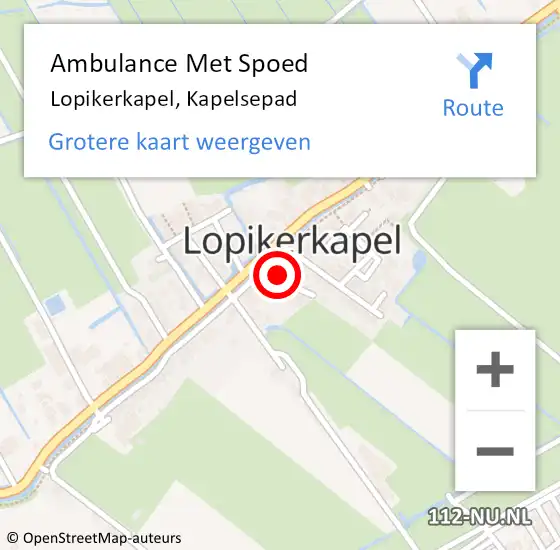 Locatie op kaart van de 112 melding: Ambulance Met Spoed Naar Lopikerkapel, Kapelsepad op 17 juli 2016 19:55