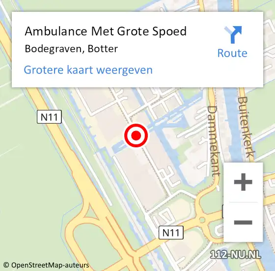 Locatie op kaart van de 112 melding: Ambulance Met Grote Spoed Naar Bodegraven, Botter op 17 juli 2016 20:52