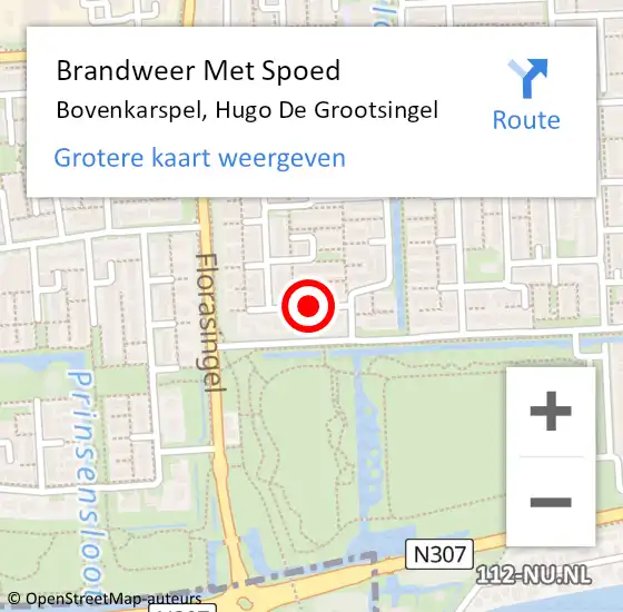 Locatie op kaart van de 112 melding: Brandweer Met Spoed Naar Bovenkarspel, Hugo De Grootsingel op 17 juli 2016 22:01