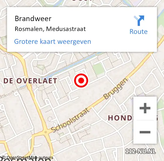 Locatie op kaart van de 112 melding: Brandweer Rosmalen, Medusastraat op 17 juli 2016 22:08