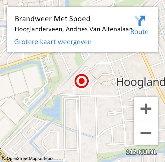 Locatie op kaart van de 112 melding: Brandweer Met Spoed Naar Hooglanderveen, Andries Van Altenalaan op 17 juli 2016 22:37