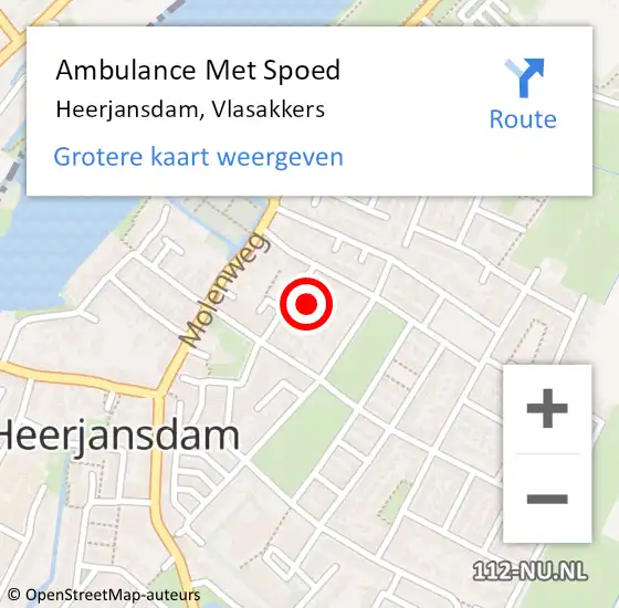 Locatie op kaart van de 112 melding: Ambulance Met Spoed Naar Heerjansdam, Vlasakkers op 17 juli 2016 22:43