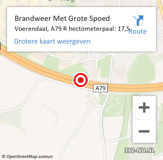 Locatie op kaart van de 112 melding: Brandweer Met Grote Spoed Naar Voerendaal, A79 R hectometerpaal: 17,5 op 17 juli 2016 23:35