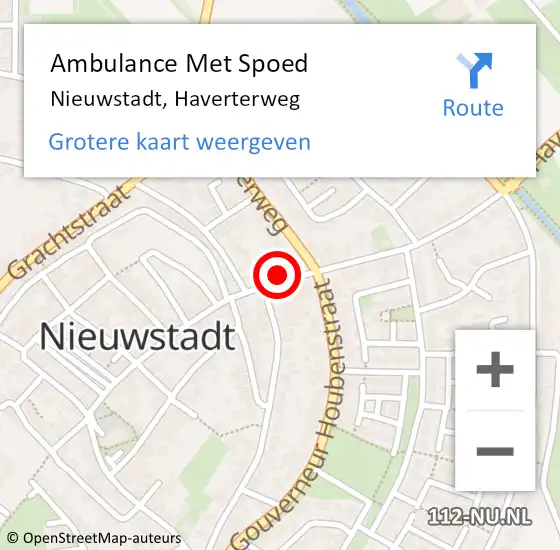 Locatie op kaart van de 112 melding: Ambulance Met Spoed Naar Nieuwstadt, Haverterweg op 17 juli 2016 23:48