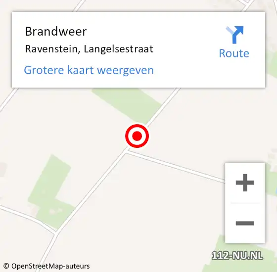 Locatie op kaart van de 112 melding: Brandweer Ravenstein, Langelsestraat op 17 juli 2016 23:53