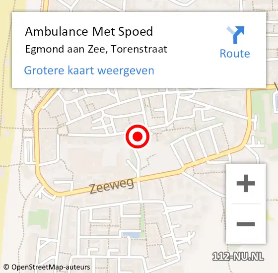 Locatie op kaart van de 112 melding: Ambulance Met Spoed Naar Egmond aan Zee, Torenstraat op 18 juli 2016 00:25