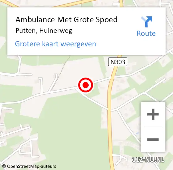 Locatie op kaart van de 112 melding: Ambulance Met Grote Spoed Naar Putten, Huinerweg op 18 juli 2016 00:36