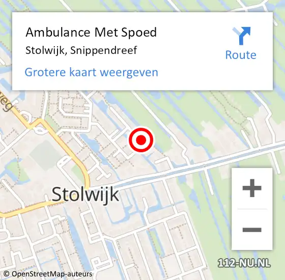 Locatie op kaart van de 112 melding: Ambulance Met Spoed Naar Stolwijk, Snippendreef op 18 juli 2016 00:58