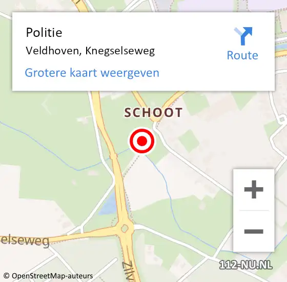 Locatie op kaart van de 112 melding: Politie Veldhoven, Knegselseweg op 18 juli 2016 01:06