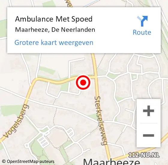Locatie op kaart van de 112 melding: Ambulance Met Spoed Naar Maarheeze, De Neerlanden op 18 juli 2016 01:26