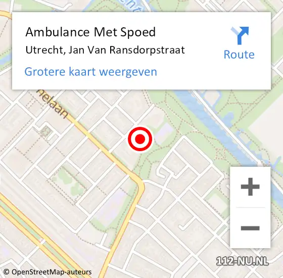 Locatie op kaart van de 112 melding: Ambulance Met Spoed Naar Utrecht, Jan Van Ransdorpstraat op 18 juli 2016 02:00
