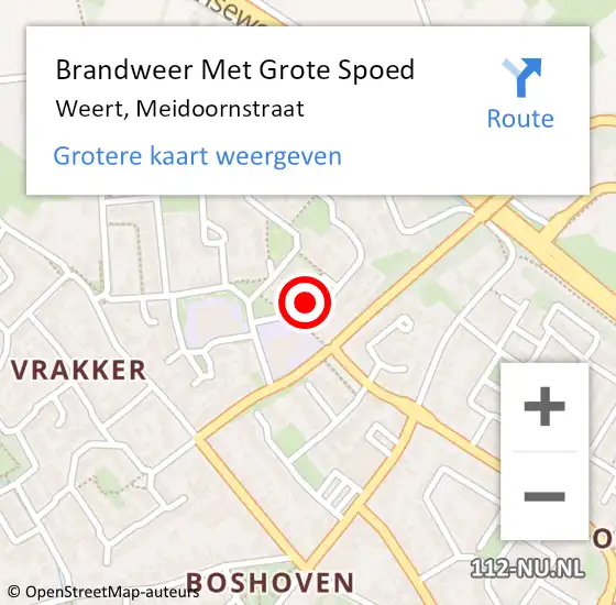 Locatie op kaart van de 112 melding: Brandweer Met Grote Spoed Naar Weert, Meidoornstraat op 18 juli 2016 02:40