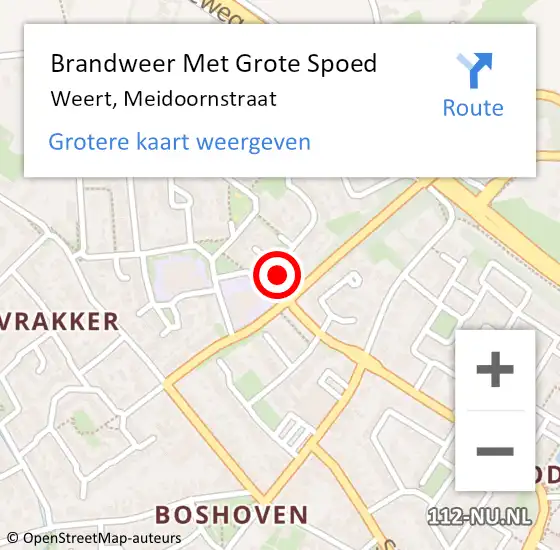 Locatie op kaart van de 112 melding: Brandweer Met Grote Spoed Naar Weert, Meidoornstraat op 18 juli 2016 02:45