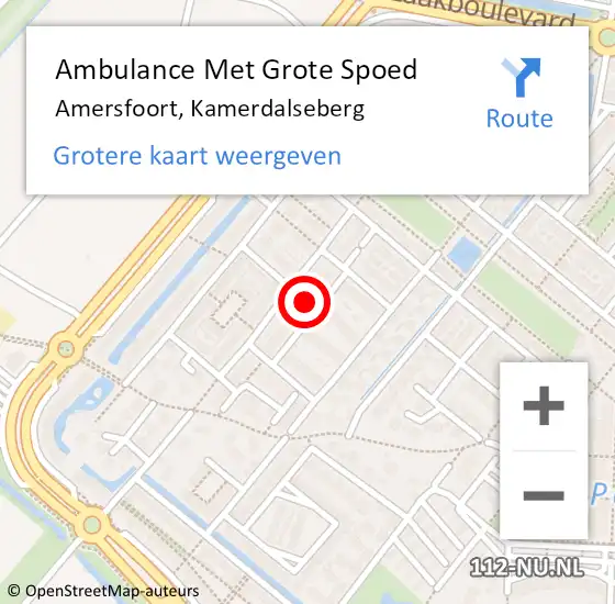 Locatie op kaart van de 112 melding: Ambulance Met Grote Spoed Naar Amersfoort, Kamerdalseberg op 18 juli 2016 03:37