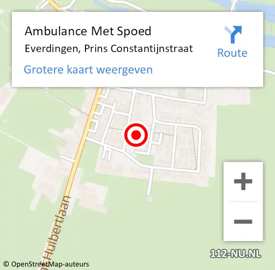 Locatie op kaart van de 112 melding: Ambulance Met Spoed Naar Everdingen, Prins Constantijnstraat op 18 juli 2016 03:50