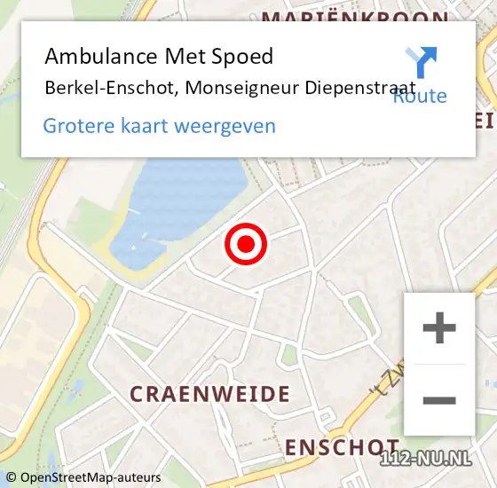 Locatie op kaart van de 112 melding: Ambulance Met Spoed Naar Berkel-Enschot, Monseigneur Diepenstraat op 18 juli 2016 04:10