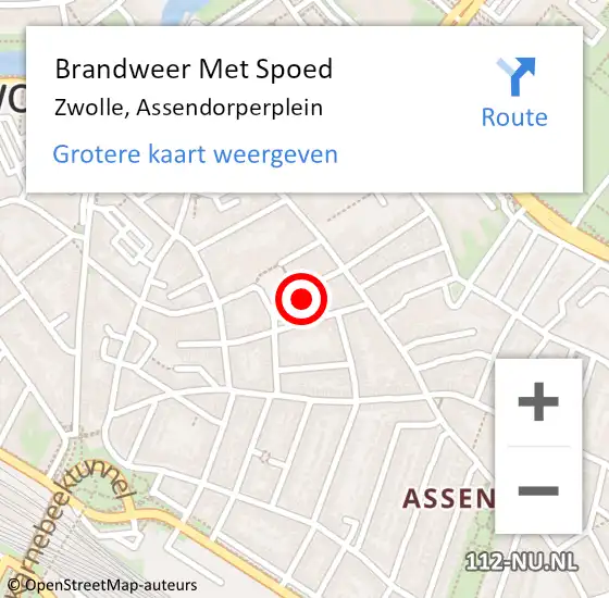 Locatie op kaart van de 112 melding: Brandweer Met Spoed Naar Zwolle, Assendorperplein op 21 december 2013 14:58