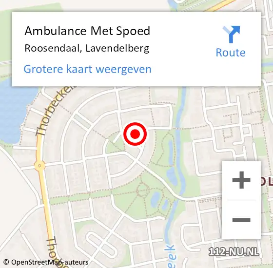 Locatie op kaart van de 112 melding: Ambulance Met Spoed Naar Roosendaal, Lavendelberg op 18 juli 2016 09:41