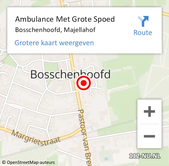 Locatie op kaart van de 112 melding: Ambulance Met Grote Spoed Naar Bosschenhoofd, Majellahof op 18 juli 2016 10:00